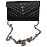Saint Laurent portefeuille enveloppe monogram black leather handbag