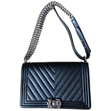 Chanel boy black leather handbag