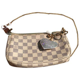 Louis Vuitton pochette accessoire white cloth clutch bag