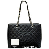 Chanel grand shopping black leather handbag