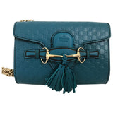 Gucci emily blue leather handbag