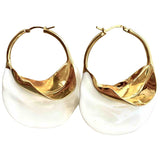 Celine swirl white metal earrings