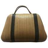 Non Signé / Unsigned beige wicker handbag