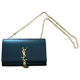 Saint Laurent pompom kate black leather handbag