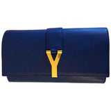 Saint Laurent chyc blue leather clutch bag