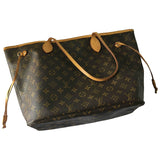 Louis Vuitton neverfull brown cloth handbag