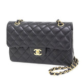 Chanel timeless/classique black leather handbag
