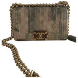 Chanel boy green leather handbag