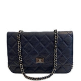 Chanel wallet on chain navy leather handbag