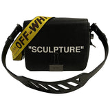 Off-white binder black leather handbag