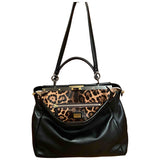 Fendi peekaboo black leather handbag