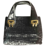 Lancel grey velvet handbag