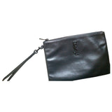 Saint Laurent black leather clutch bag
