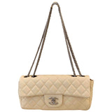 Chanel timeless/classique ecru leather handbag
