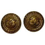 Chanel cc gold gold and steel earrings
