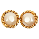Chanel gold pearl earrings