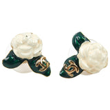 Chanel white metal earrings