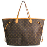 Louis Vuitton neverfull brown cloth handbag