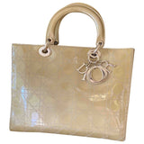 Dior lady dior gold patent leather handbag