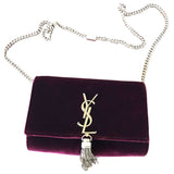 Saint Laurent kate monogramme burgundy velvet handbag