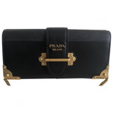 Prada cahier black leather clutch bag