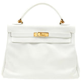 Hermès kelly 32 white leather handbag
