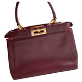 Fendi peekaboo burgundy leather handbag