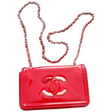 Chanel red patent leather handbag