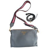 Prada light frame grey leather handbag