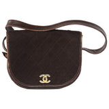 Chanel brown suede handbag