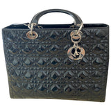 Dior lady dior black patent leather handbag