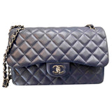 Chanel timeless/classique blue leather handbag