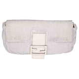 Fendi baguette white cloth clutch bag