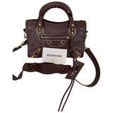 Balenciaga classic metalic burgundy leather handbag