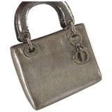 Dior lady dior silver leather handbag