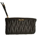 Miu Miu matelassé black leather clutch bag