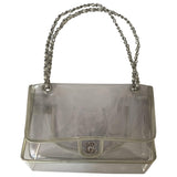 Chanel timeless/classique silver plastic handbag