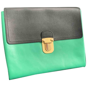 Marni green leather clutch bag