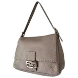 Fendi mamma baguette  grey leather handbag