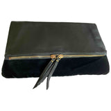 Maje black leather clutch bag