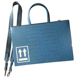 Off-white blue leather handbag