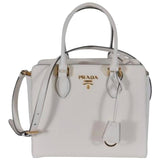 Prada bibliothèque white leather handbag