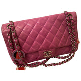 Chanel timeless/classique purple leather handbag