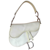 Dior saddle ecru silk handbag