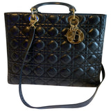 Dior lady dior black leather handbag