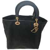 Dior lady dior black leather handbag