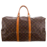 Louis Vuitton keepall brown cloth travel bag