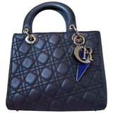 Dior lady dior black leather handbag