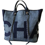 Chanel deauville blue cloth handbag