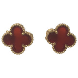 Van Cleef & Arpels alhambra red yellow gold earrings
